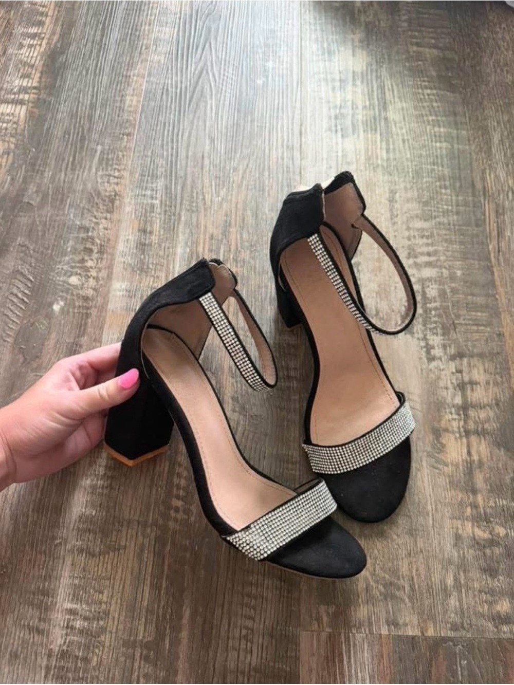 Two pairs of sparkly heels